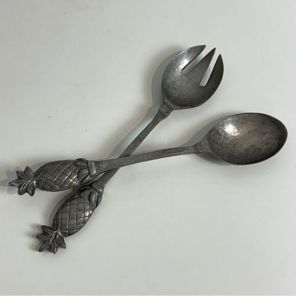 Pineapple Metal Serving Fork Spoon Set - Picture 1 of 5